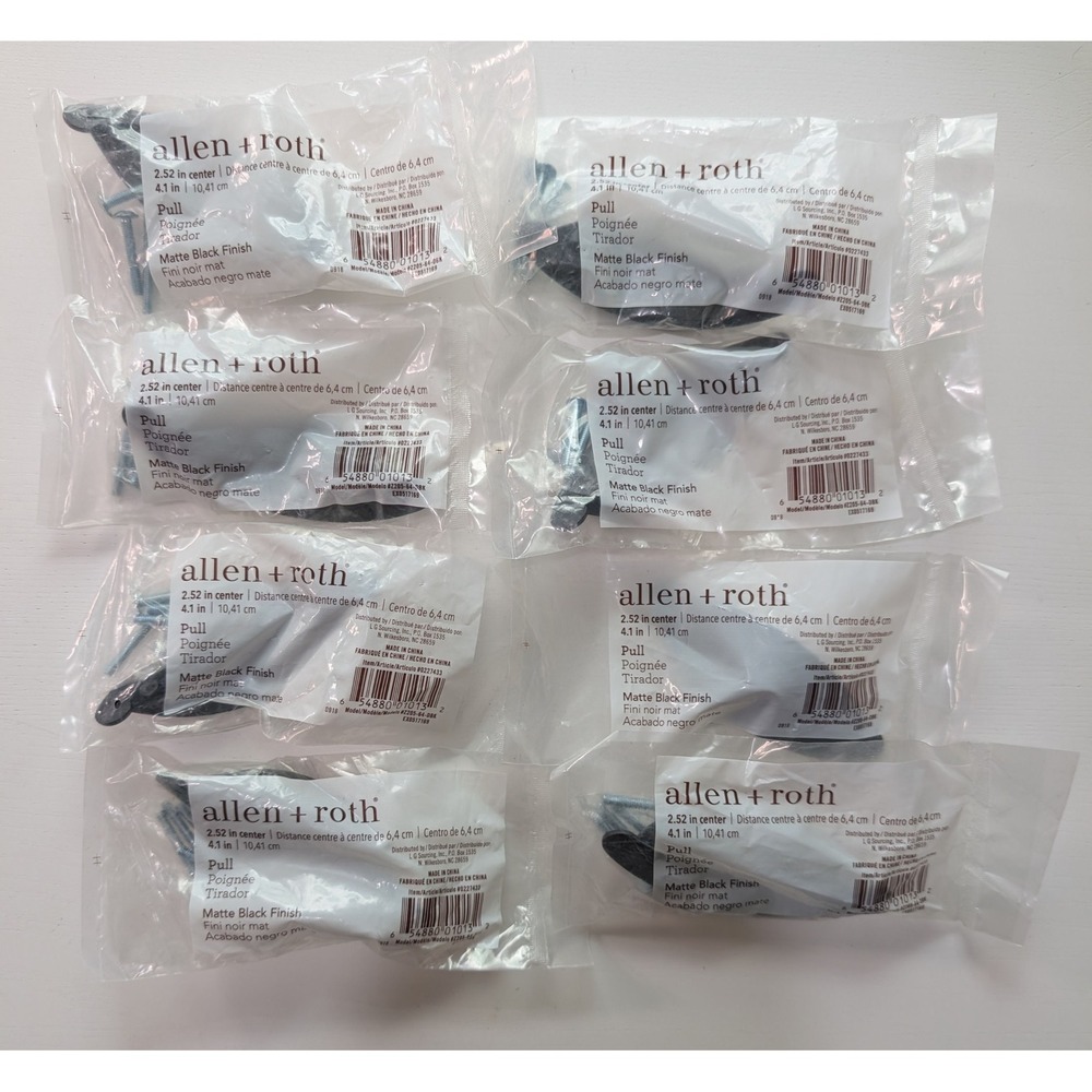 8 Pack Allen + Roth Matte Black Cup Pulls Center Cabinet Hardware 8227433